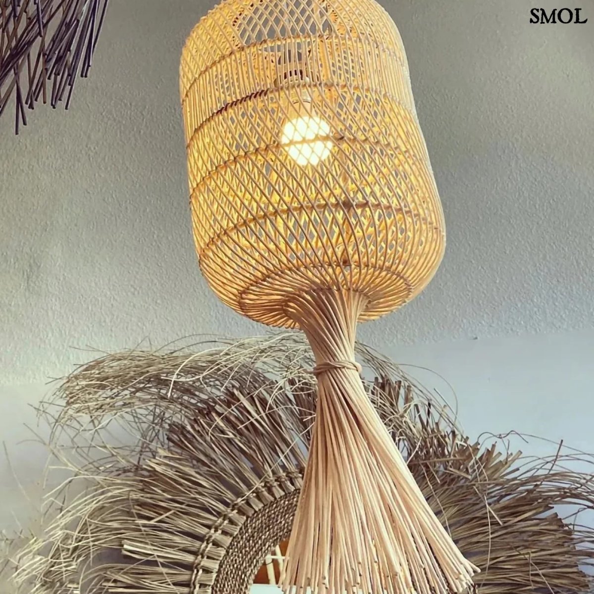 Természetes Rattan Álló - és függőlámpaernyő, 65 cm | DUMPLING - SMOL