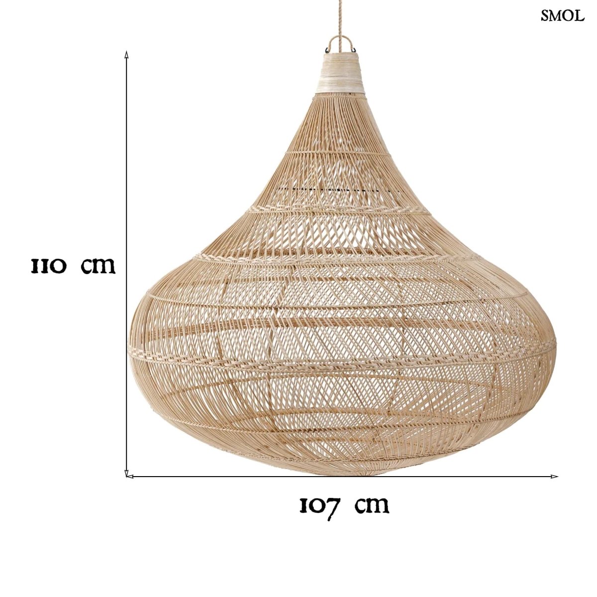 Természetes Rattan Függőlámpaernyő, 110 cm | DROP - SMOL