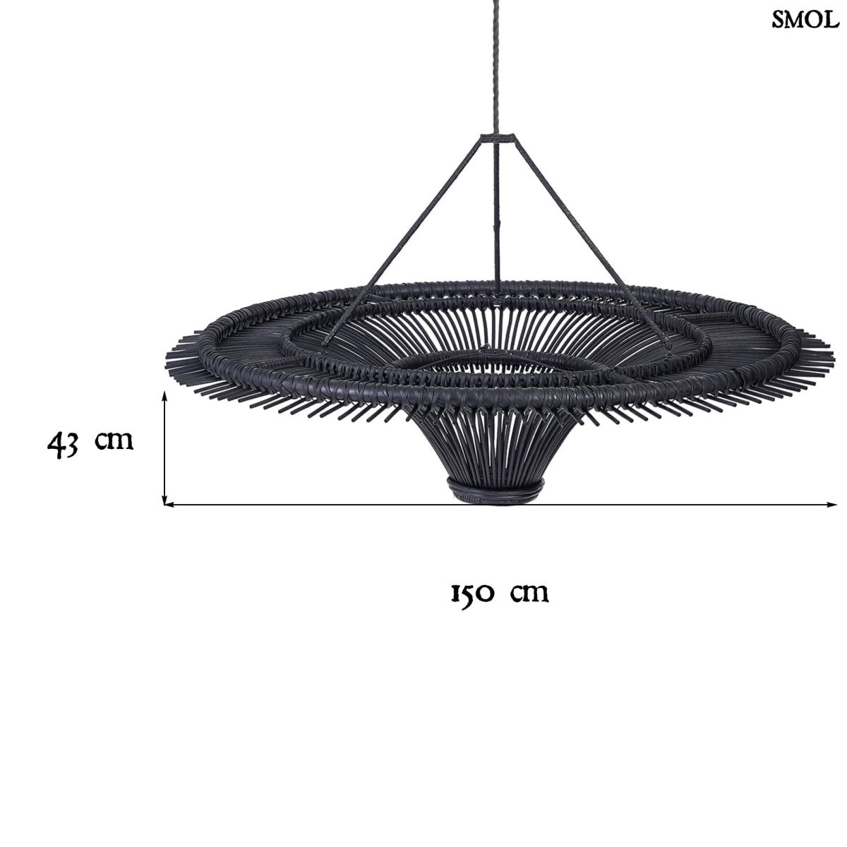 Természetes Rattan Függőlámpaernyő, ⌀150 cm | SKY - SMOL