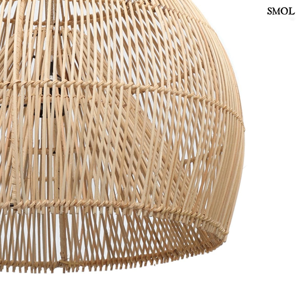 55 cm átmérőjű kézzel fonott rattan függőlámpaernyő természetes színben nagyítva