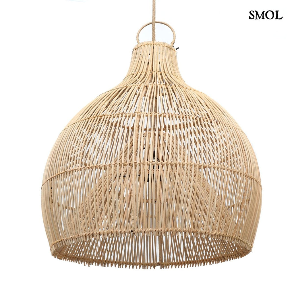 55 cm átmérőjű kézzel fonott rattan függőlámpaernyő természetes színben alforgatva