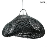 Fekete rattan függőlámpaernyő, M | CLOUD