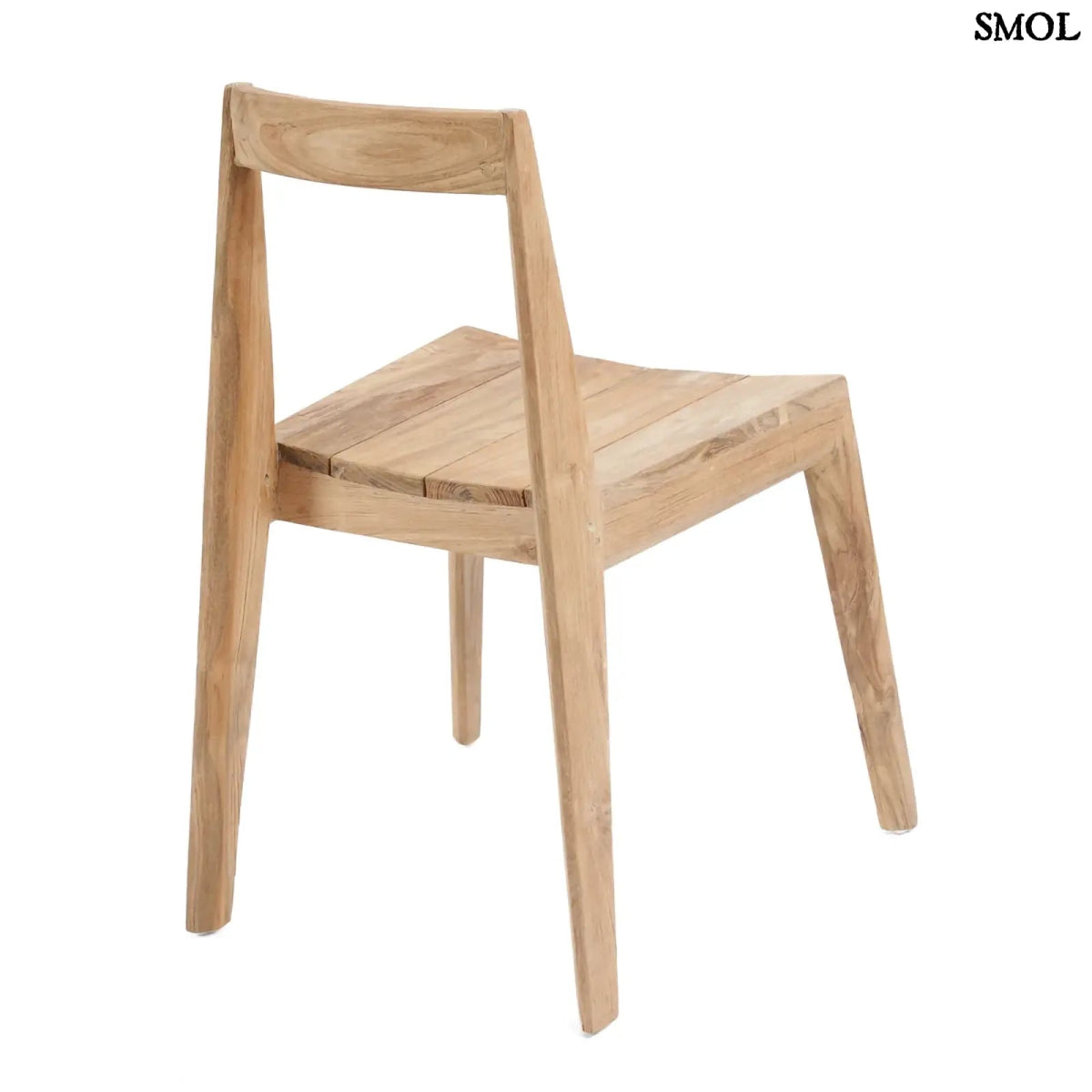 Natúr színű, újrahasznosított teakfából készült tömör fa étkezőszék egyszerű, modern dizájnnal hátulról