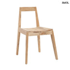 Natúr színű, újrahasznosított teakfából készült tömör fa étkezőszék egyszerű, modern dizájnnal fehér háttérrel