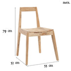 Natúr színű, újrahasznosított teakfából készült tömör fa étkezőszék egyszerű, modern dizájnnal méretekkel