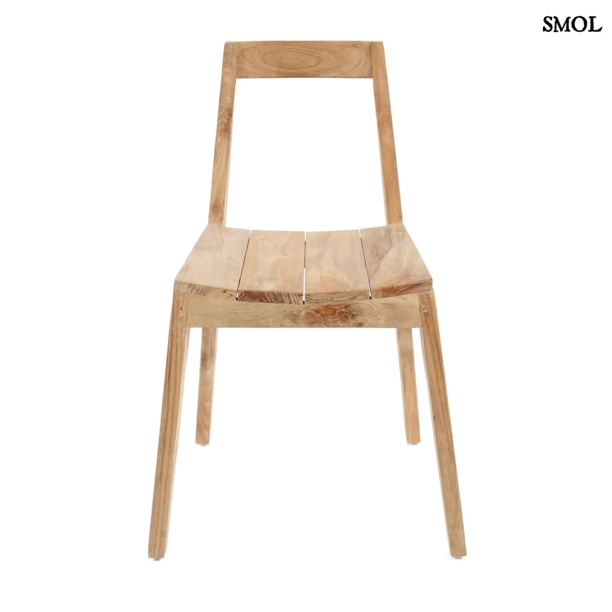 Natúr színű, újrahasznosított teakfából készült tömör fa étkezőszék egyszerű, modern dizájnnal szemből