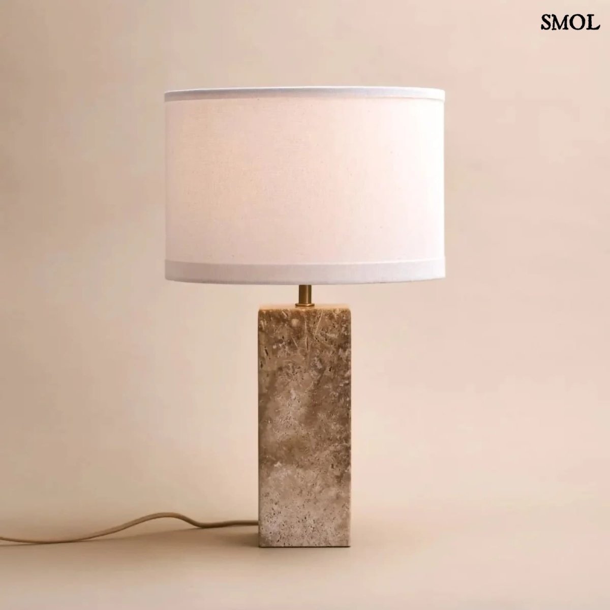 Travertin Asztali Lámpa Pamut Lámpaernyővel | ROSIE - SMOL