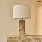 Travertin Asztali Lámpa Pamut Lámpaernyővel | ROSIE - SMOL