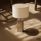 Travertin Asztali Lámpa Pamut Lámpaernyővel | ROSIE - SMOL