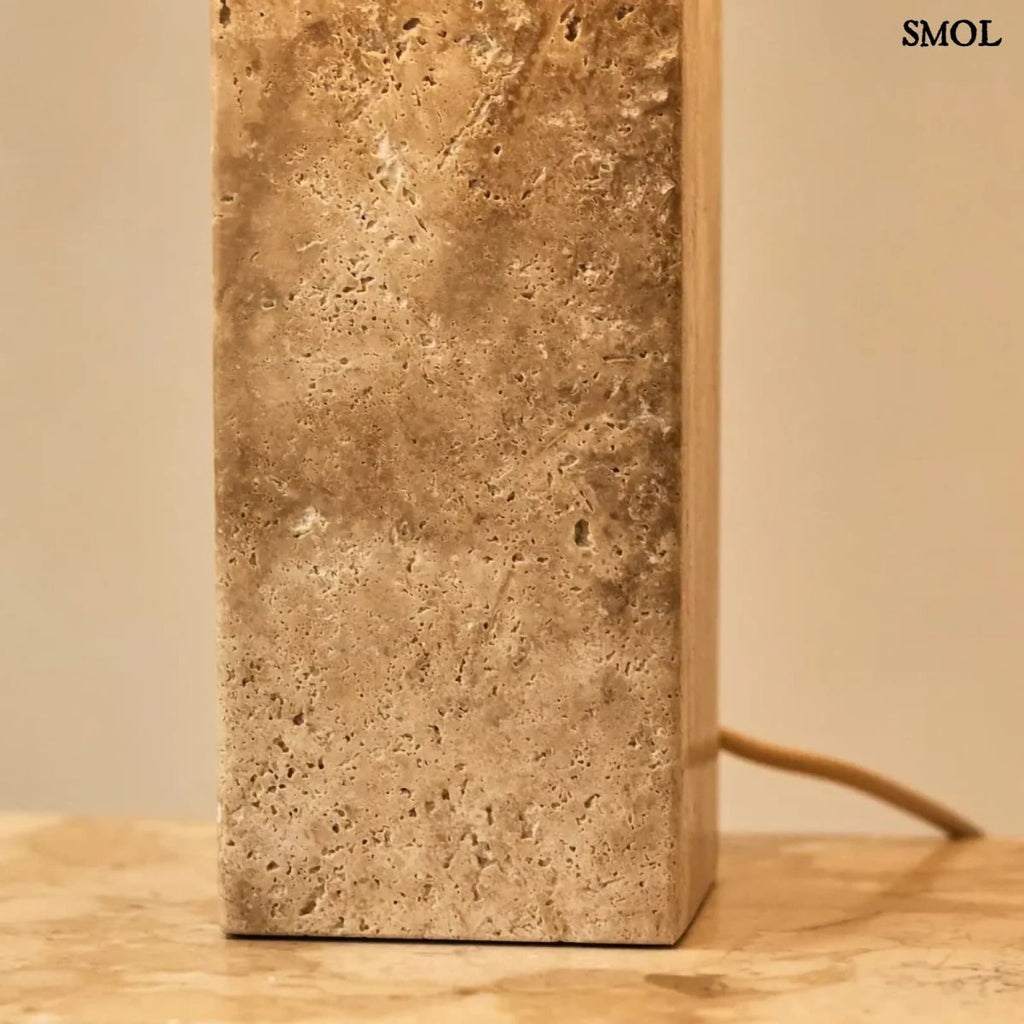 Travertin Asztali Lámpa Pamut Lámpaernyővel | ROSIE - SMOL