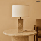 Travertin Asztali Lámpa Pamut Lámpaernyővel | ROSIE - SMOL