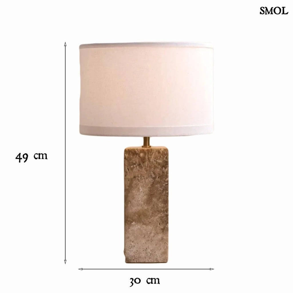 Travertin Asztali Lámpa Pamut Lámpaernyővel | ROSIE - SMOL