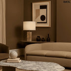 Travertin Asztali Lámpa Pamut Lámpaernyővel | ROSIE - SMOL