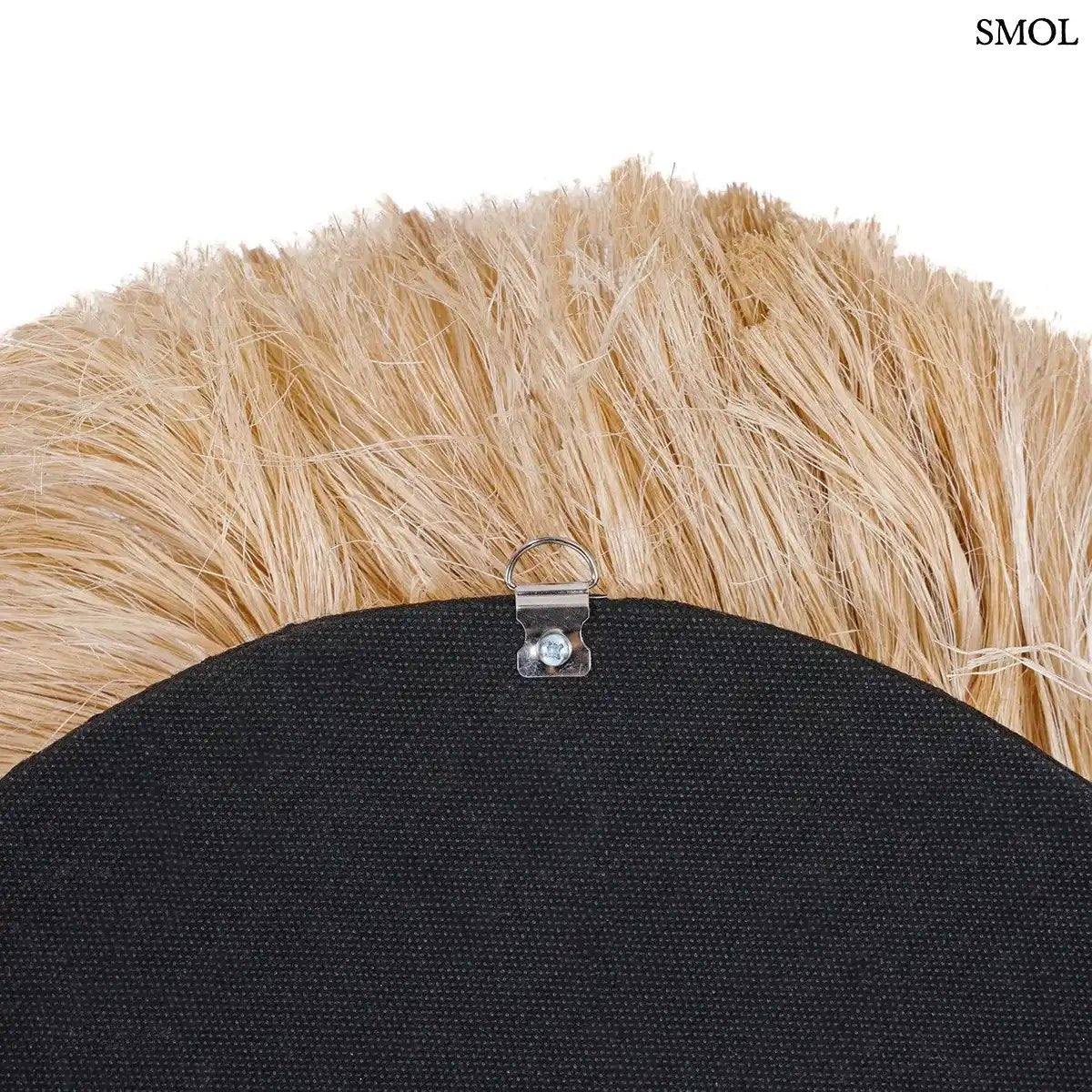 Kézzel készült abaca keretes tükör, természetes stílus, melegséget és fényt adó dekoráció beltéri használatra, akasztóval