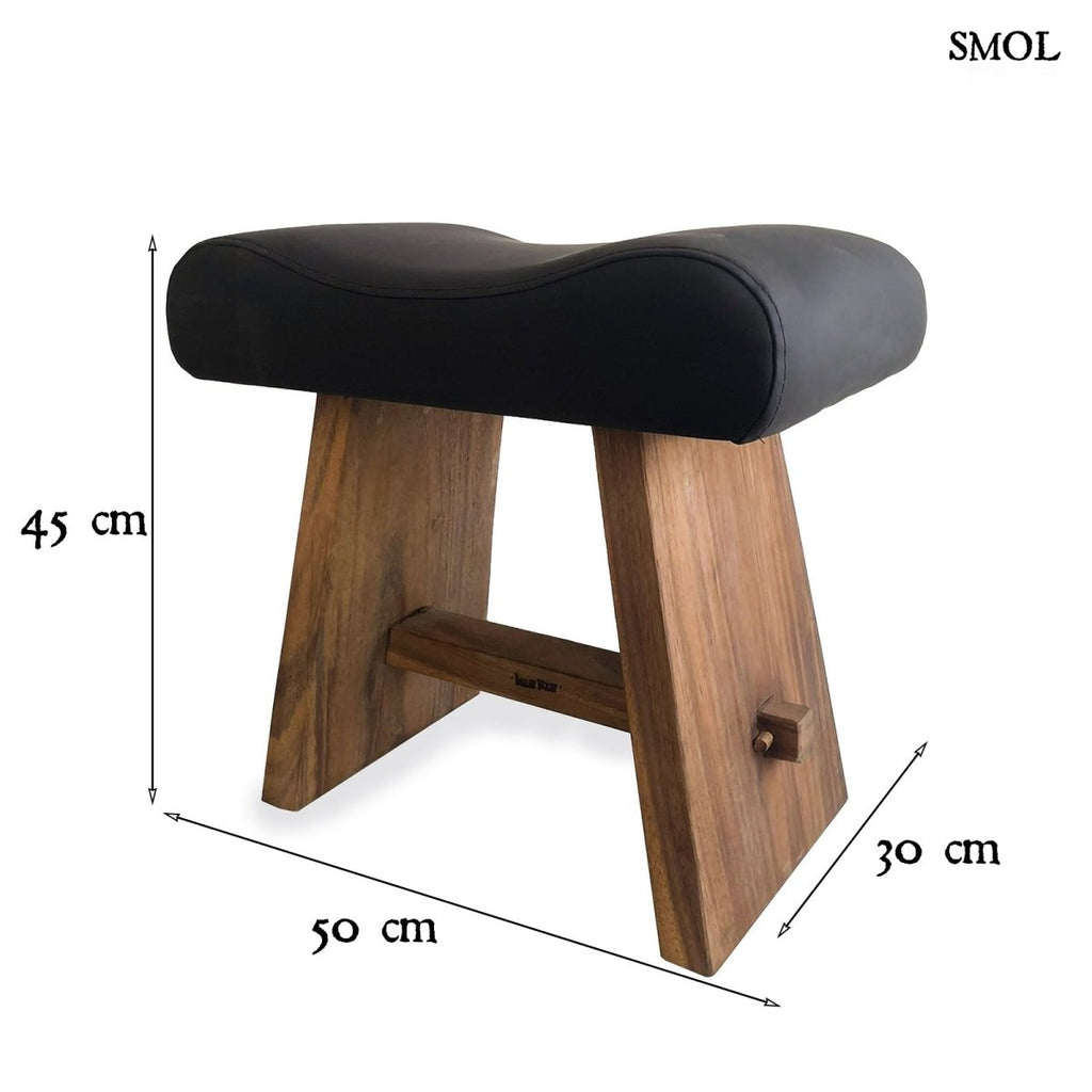 Suarfa vázas ülőke fekete bőr ülőfelülettel méretekkel