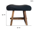 Rusztikus Suar fa ülőke fekete bőrüléssel és trópusi keményfa lábakkal modern, natúr stílusban, méretekkel