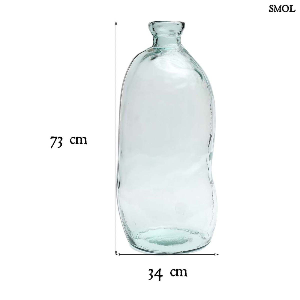 nagyméretű kék üvegváza- méretekkel