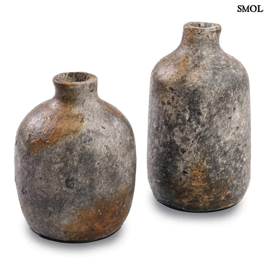 Váza - antik szürke, terrakotta, 19 cm | CLASSY - smol.hu - két méret, fehér háttérrel