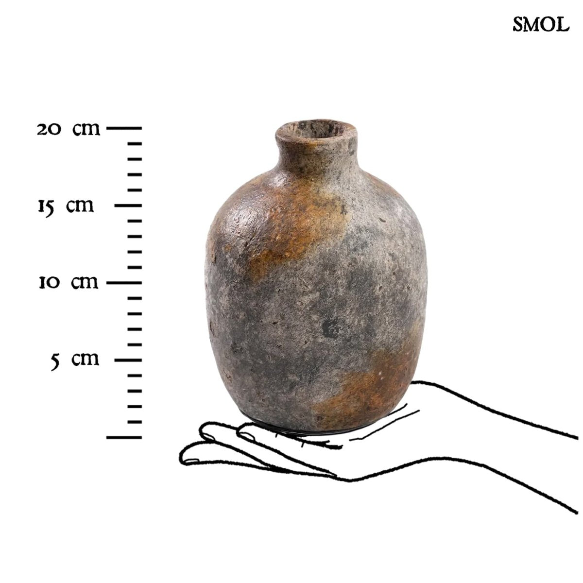 Váza - antik szürke, terrakotta, 19 cm | CLASSY - smol.hu - méretarányosan