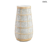 Dekovase – Beton-Optik Terrakotta mit Rattan, M | CUTIE