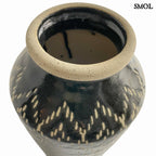 ASTON - fekete-fehér kerámia váza – 28,5 cm - smol.hu - pereme nagyítva