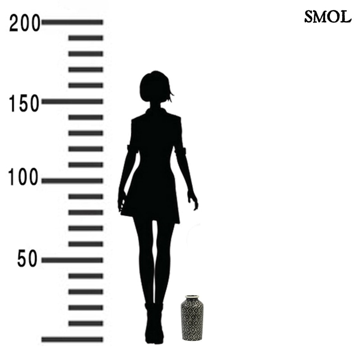 ASTON - fekete-fehér kerámia váza – 28,5 cm - smol.hu - méretarányosan