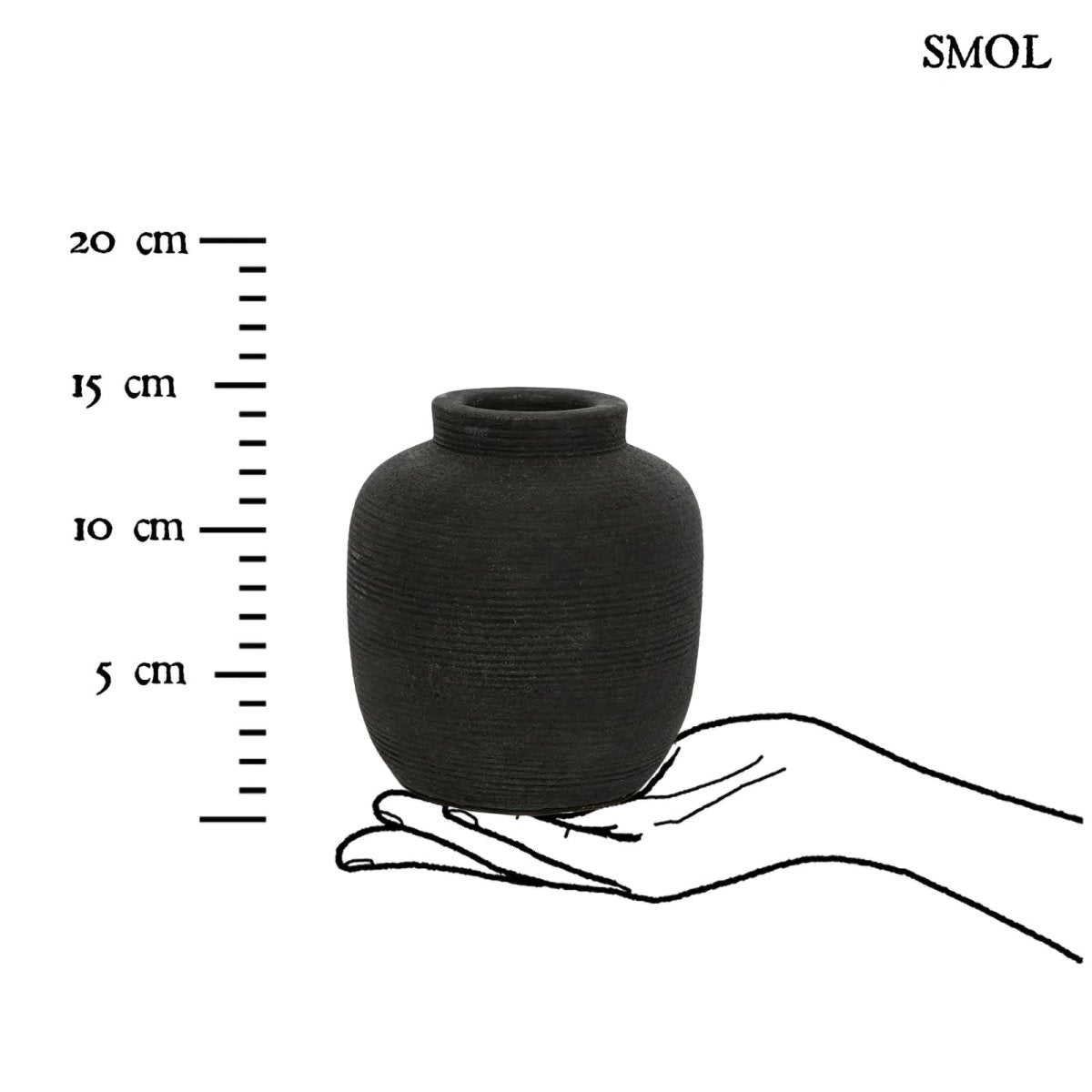 Váza - fekete, terrakotta, 14 cm | PEAKY - SMOL