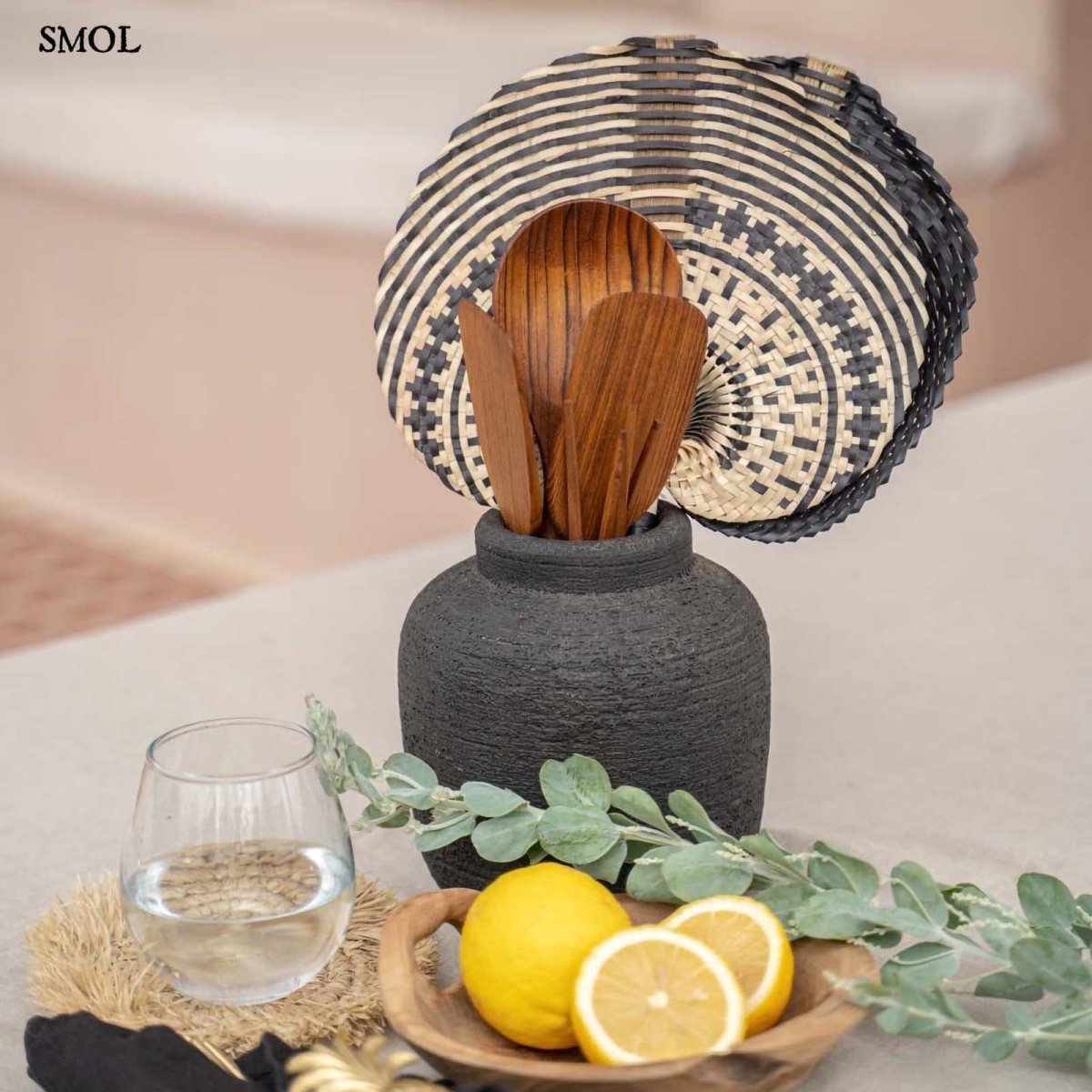 Váza - fekete, terrakotta, 14 cm | PEAKY - SMOL