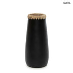 Váza - fekete, terrakotta, raffiával, 31 cm | SNIKA - SMOL