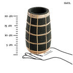 Váza - fekete, terrakotta, rattannal, 22 cm | CLOVE - SMOL