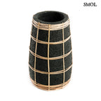 Váza - fekete, terrakotta, rattannal, 22 cm | CLOVE - SMOL