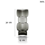 Váza – Kézzel készült, újrahasznosított, sötétszürke üveg váza kocka formával, méretekkel