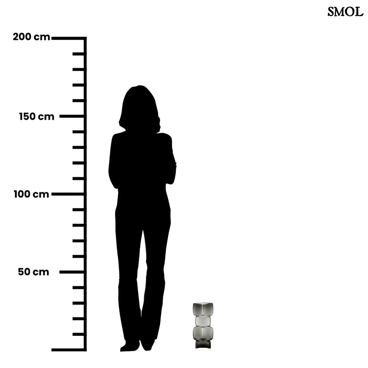 Váza – Kézzel készült, újrahasznosított, sötétszürke üveg váza kocka formával, méretarányosan