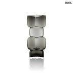 Váza – Kézzel készült, újrahasznosított, sötétszürke üveg váza kocka formával, oldalról