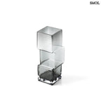 sötétszürke RUMMIKUB üveg váza három, egymásra épített kocka formájú üvegrészből, játékos, eltolt dizájnnal, felülről