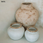 Váza - raffiával, betonhatású, terrakotta 29 cm | STYLY - SMOL