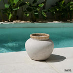 Váza - raffiával, betonhatású, terrakotta 29 cm | STYLY - SMOL