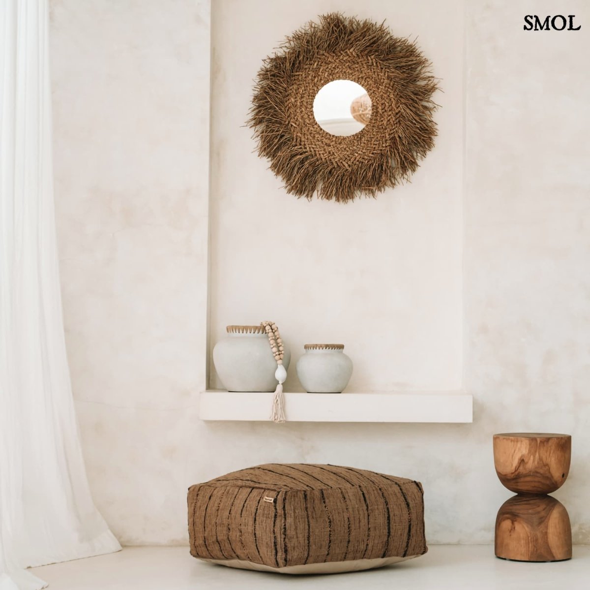 Váza - raffiával, betonhatású, terrakotta 29 cm | STYLY - SMOL