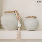 Váza - raffiával, betonhatású, terrakotta 29 cm | STYLY - SMOL