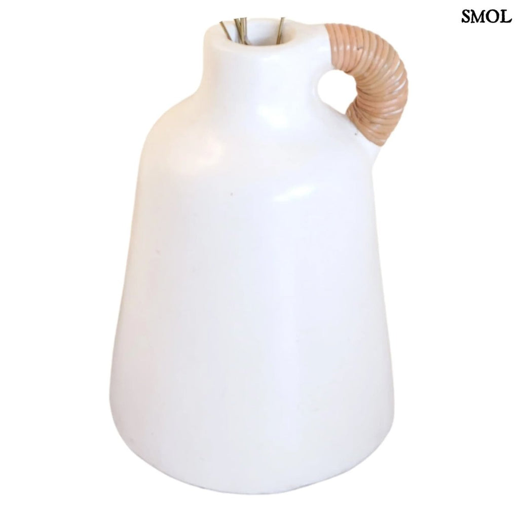 Váza rattannal, fehér | SANA - SMOL