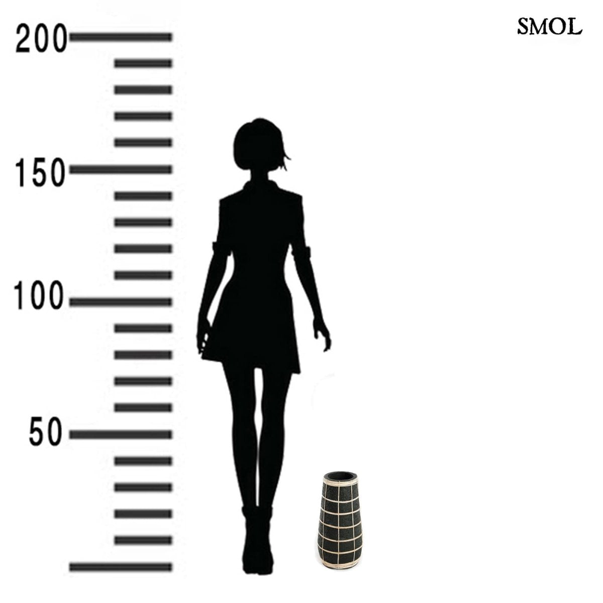 Váza - rattannal, fekete, 31 cm | LOVEY - SMOL