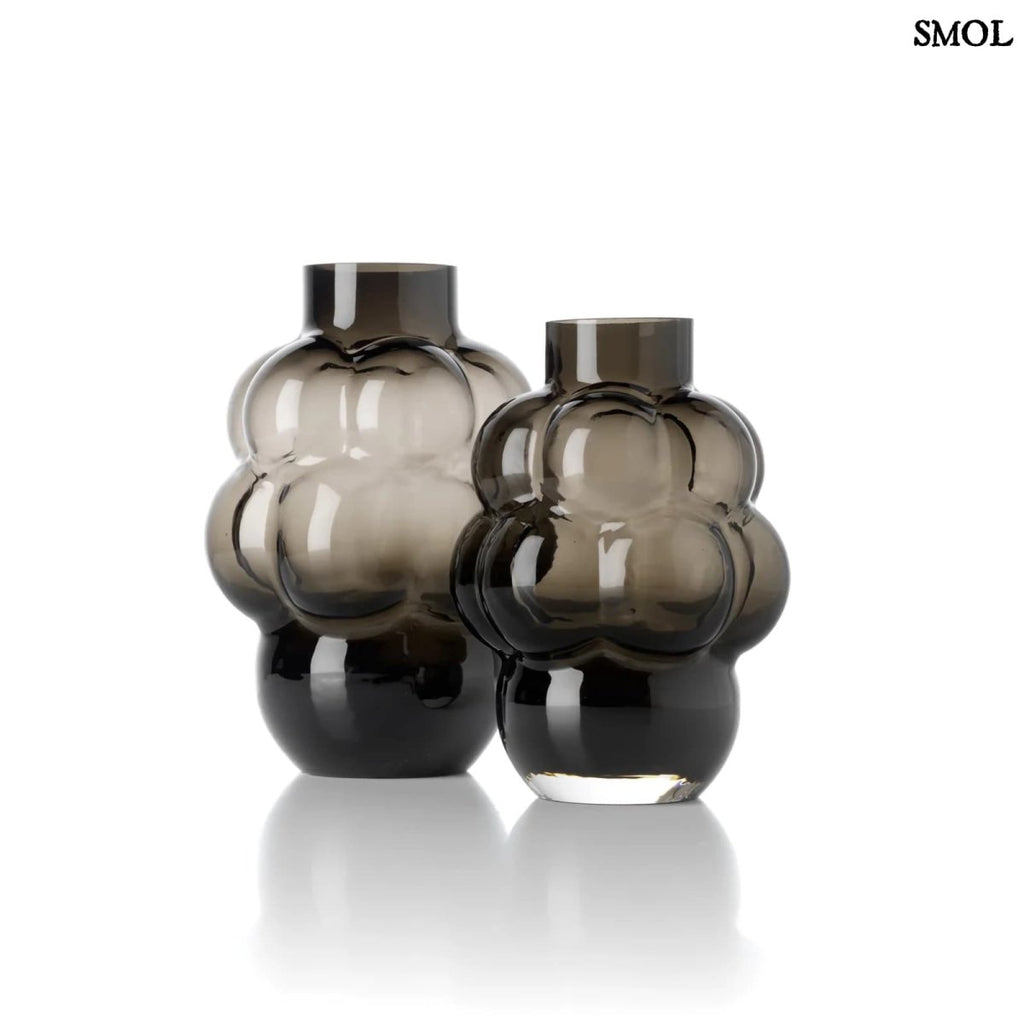 Nagy méretű (L), sötétszürke váza buborékos, szőlőfürt designnal, átmenetes színnel, két méretben