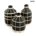 Váza - terrakotta, fekete, rattannal, 19 cm | WES - SMOL