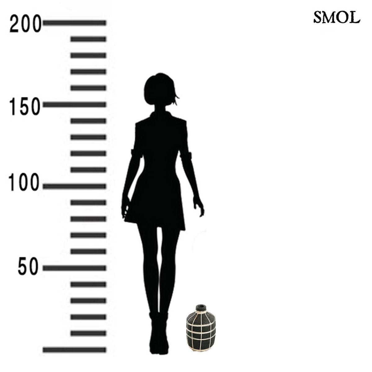 Váza - terrakotta, fekete, rattannal, 23 cm | WILLA - SMOL