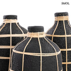 Váza - terrakotta, fekete, rattannal, 23 cm | WILLA - SMOL