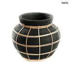 Váza - terrakotta, fekete, rattannal, 25 cm | BRIO - SMOL