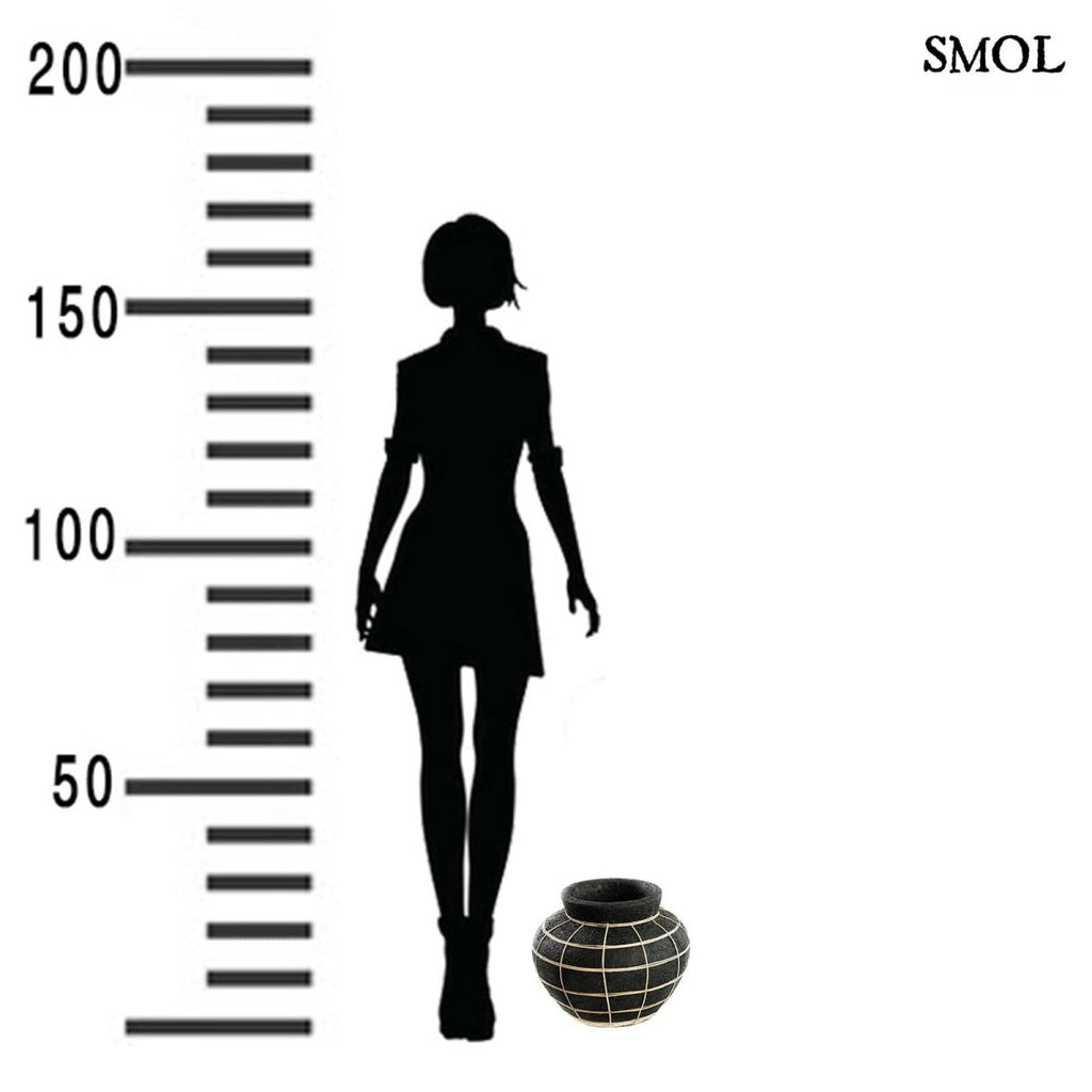 Váza - terrakotta, fekete, rattannal, 29 cm | BELLYM - SMOL