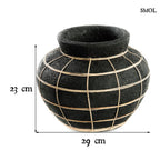 Váza - terrakotta, fekete, rattannal, 29 cm | BELLYM - SMOL