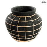 Vase - terracotta, black, with rattan, L | BELLY
