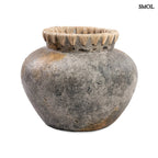 Váza - terrakotta, szürke, raffiával, 29 cm | STENY - SMOL